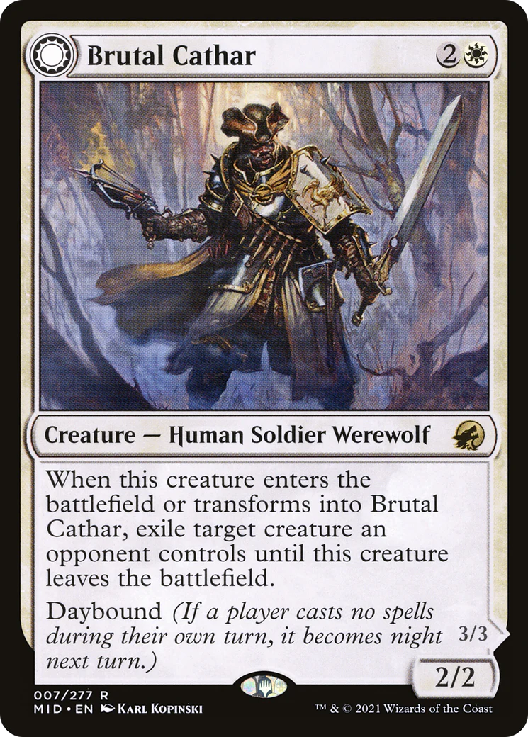 Brutal Cathar (MID-007) - Innistrad: Midnight Hunt: (Double Faced Transform) Foil - Image 3