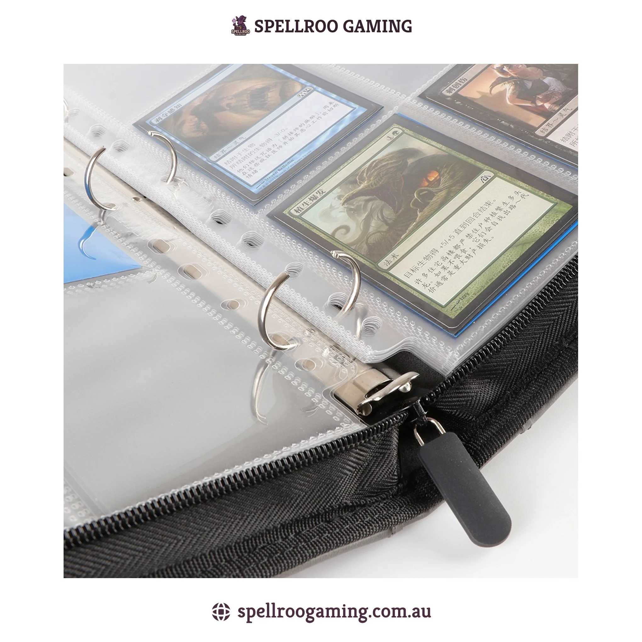 HENWEI: PU Leather Ring Zipper Trading Card Binder – 9 Pocket (Pokémon, Yu-Gi-Oh!, MTG, Sports Cards, TCG/CCG) - Image 9