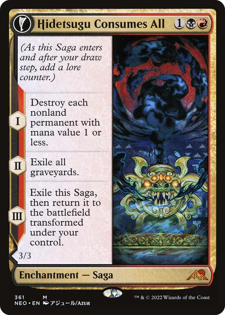 Hidetsugu Consumes All (Showcase) (NEO-361) - Kamigawa: Neon Dynasty: (Showcase, fandfc) Foil - Image 3