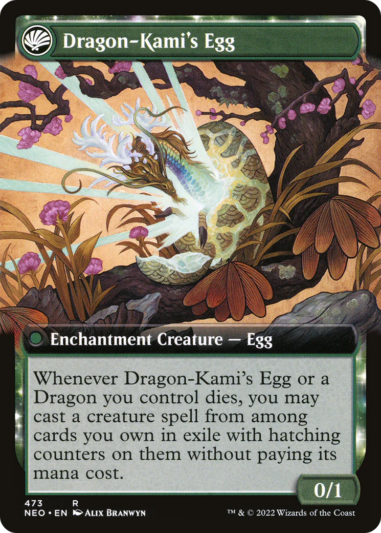 The Dragon-Kami Reborn (Extended Art) (NEO-473) - Kamigawa: Neon Dynasty: (Extended Art, fandfc, enchantment) Foil - Image 2