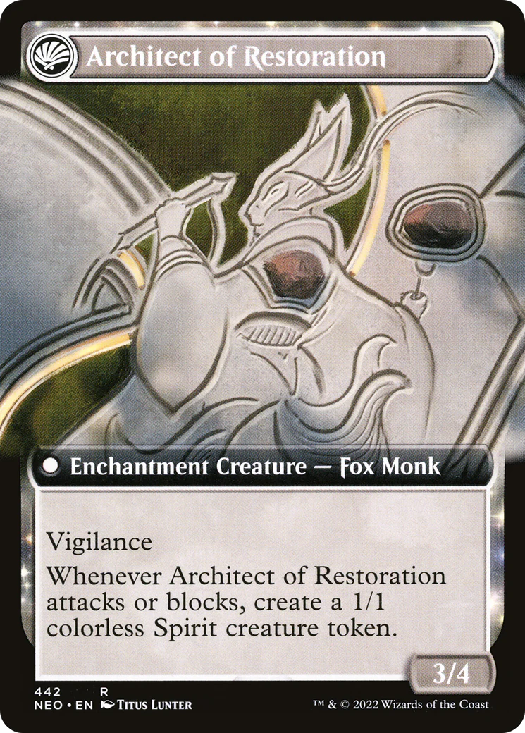 The Restoration of Eiganjo (Extended Art) (NEO-442) - Kamigawa: Neon Dynasty: (Extended Art, fandfc, enchantment) - Image 2